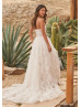 Ivory Lace Tulle Ruffled Wedding Dress With Detachable Straps Ivory Lace Tulle Ruffled Wedding Dress With Detachable Straps